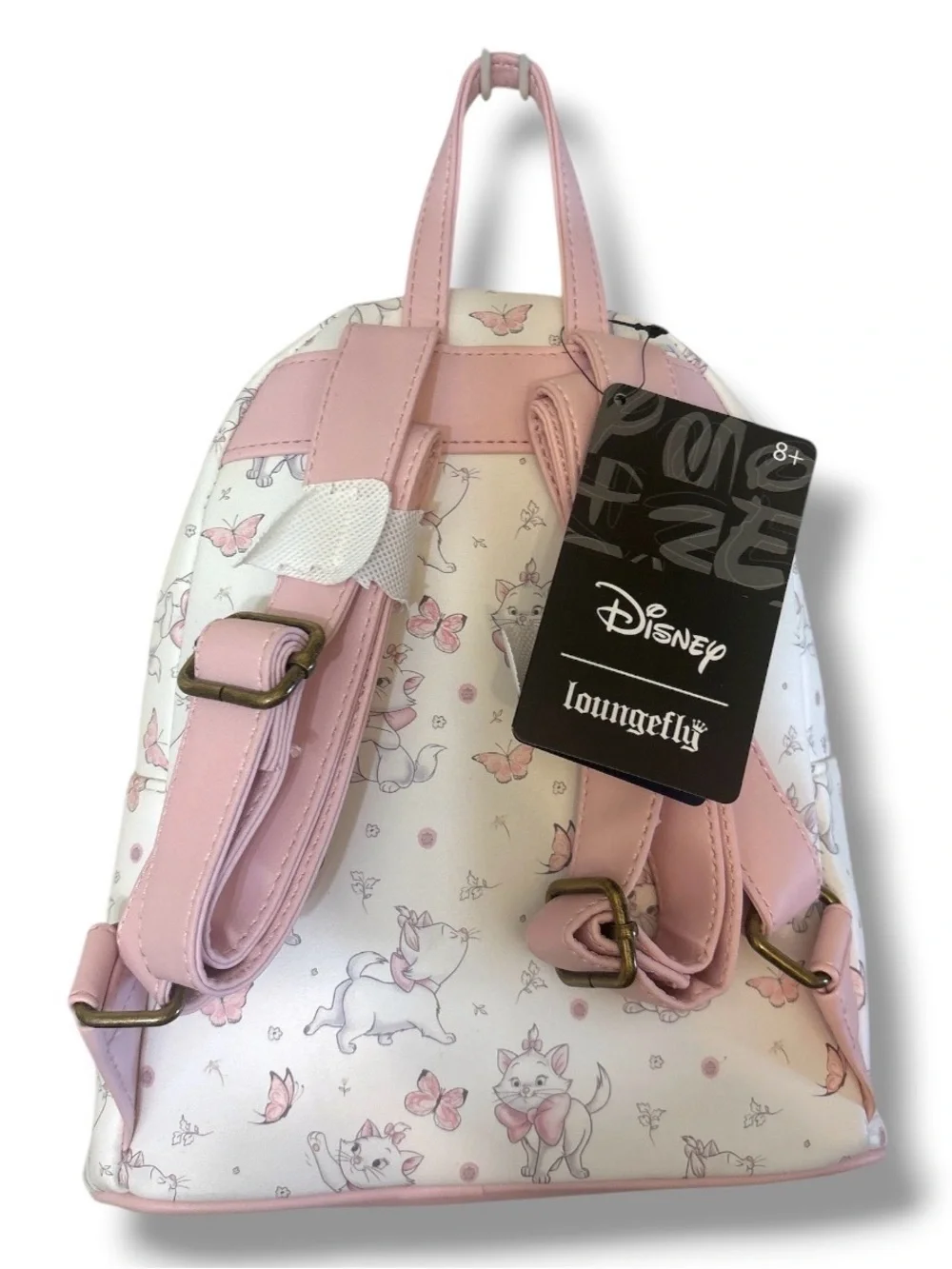 Loungefly Kids White & Pink Marie Pattern Mini Backpack
